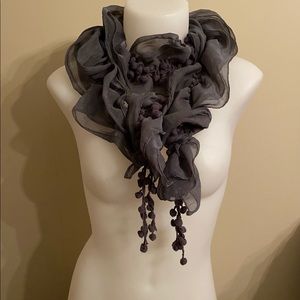 3/$15 Grey scarf with small bobbles